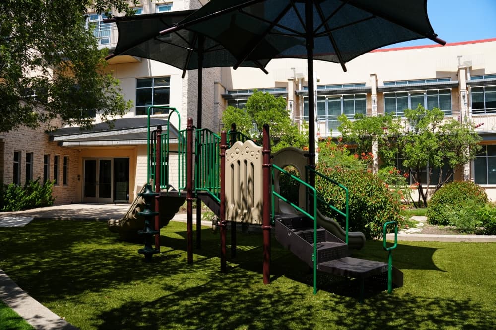 An image of the playground at the Mueller house. 