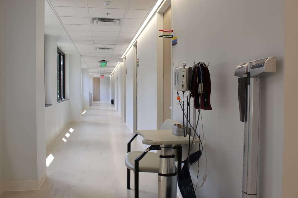 The hallway at the women's health clinic