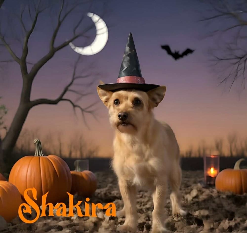 An image of one of the dogs for adoption. 