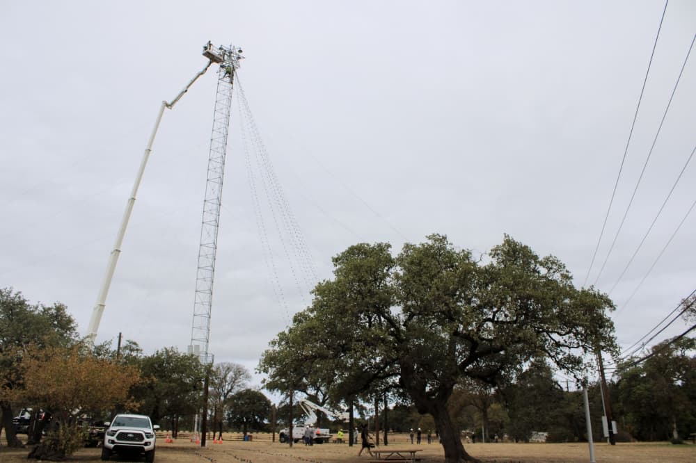 Austin Energy strings Zilker Holiday Tree in preparation for holidays