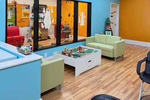 Kids play area with train table
