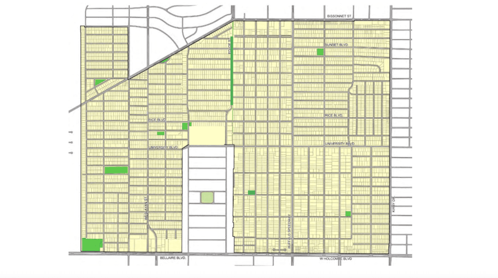 A map of West U parks