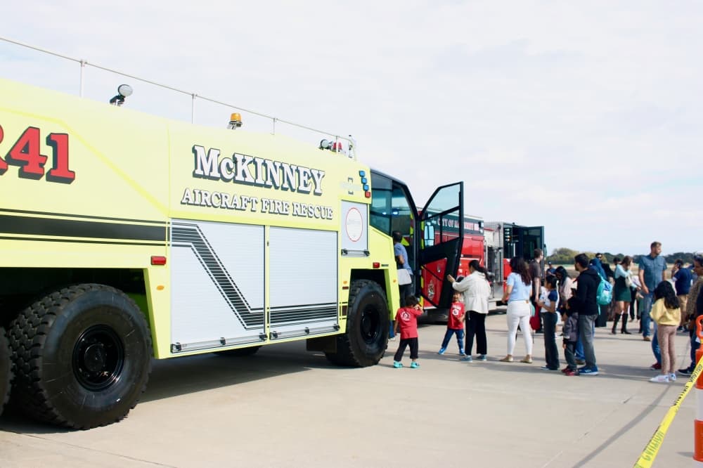 Firetrucks and people