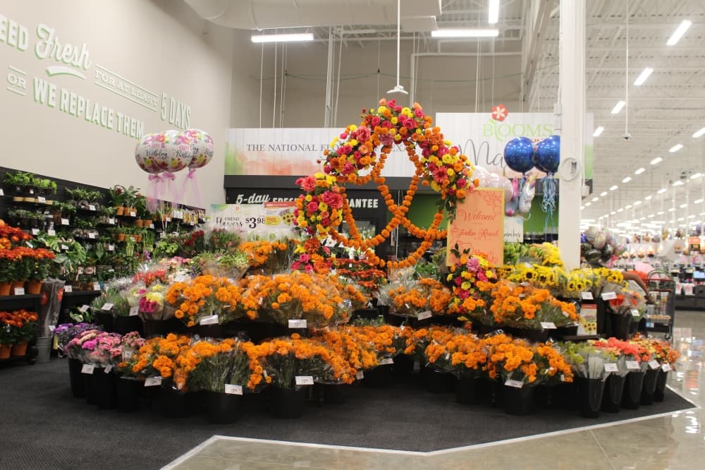 inside of a grocery store floral section