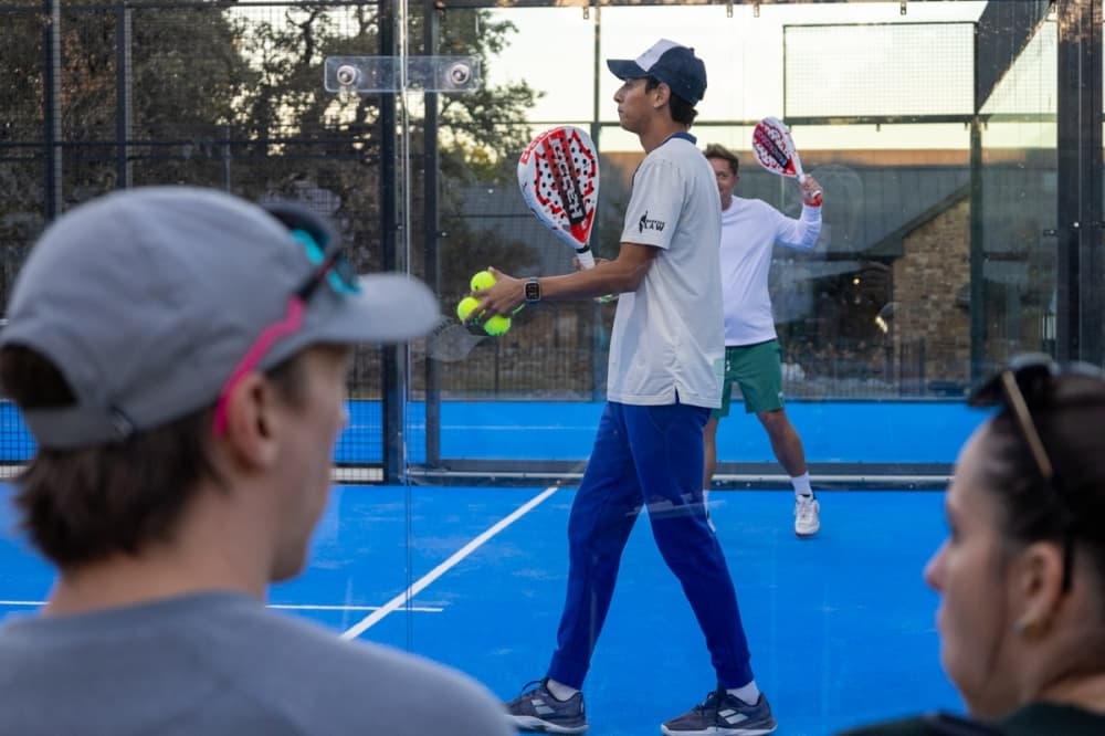 Professionals break in the John Newcombe Country Club's newest padel ball courts opened Oct. 29.