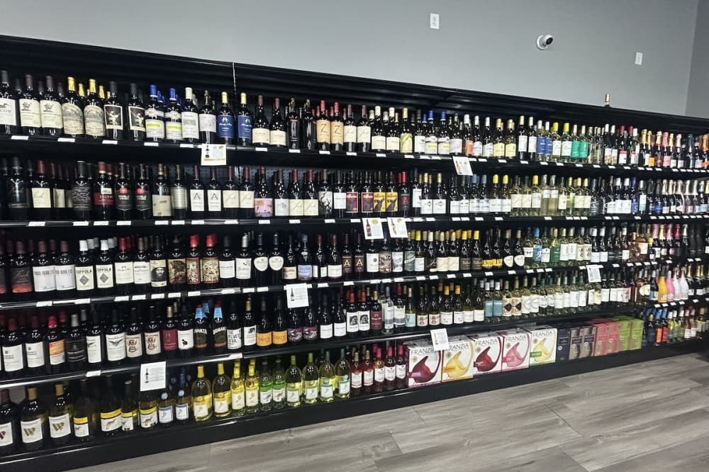 A selection of wine is seen at a store in Cibolo, Texas.