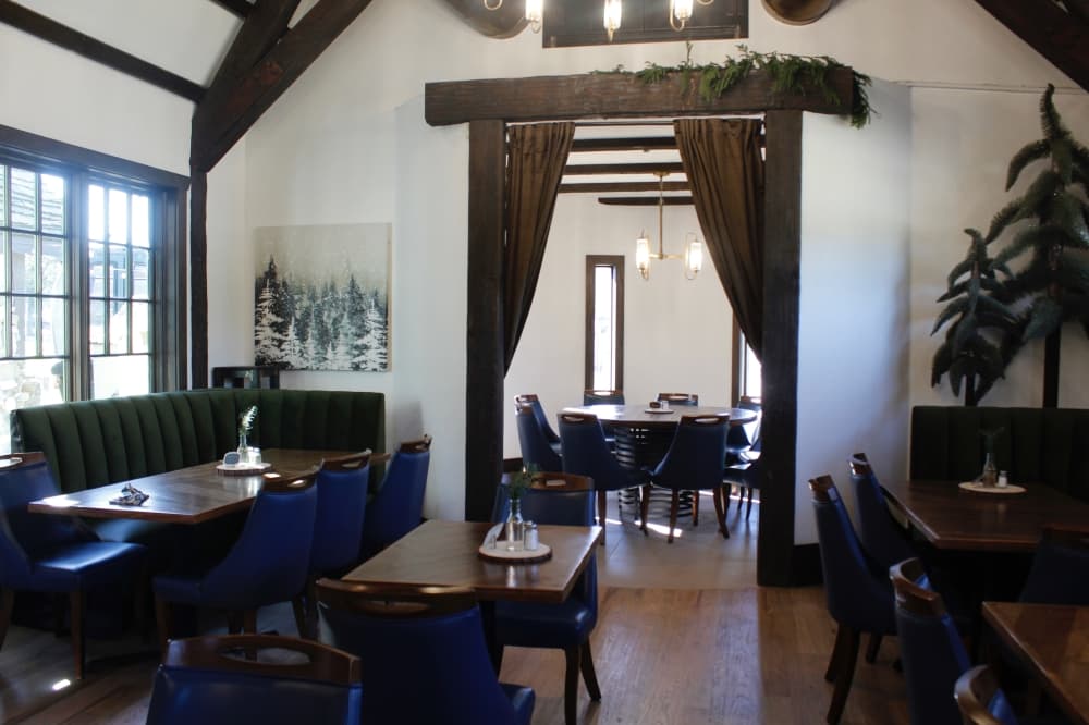 The dining room inside the restaurant