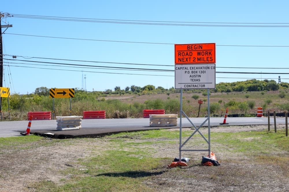 construction signs near a roadway