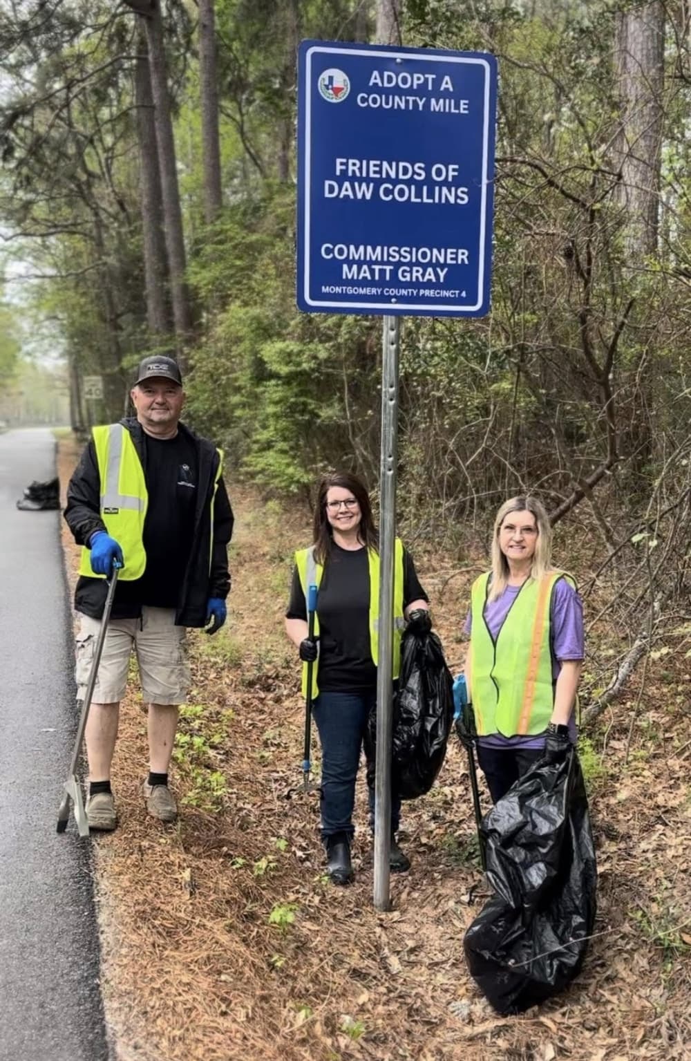 Precinct 4's Adopt-A-County Mile Program is a litter abatement program offers Montgomery County residents the opportunity to become active in reducing the tax dollars spent to clean county roadways. (Courtesy Montgomery County Precinct 4) 