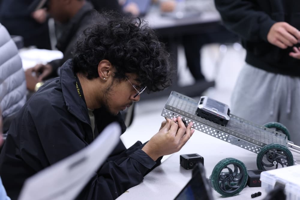 Student in Plano ISD tech CTE program builds something