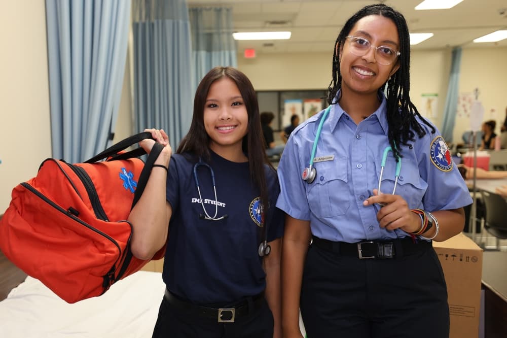 Plano ISD CTE health care program students pose