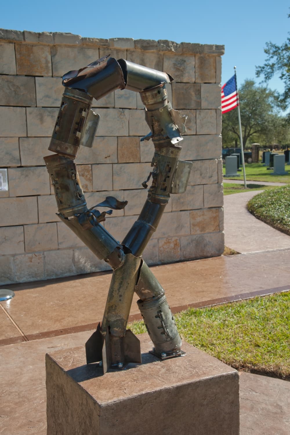 a sculpture shaped like a ribbon