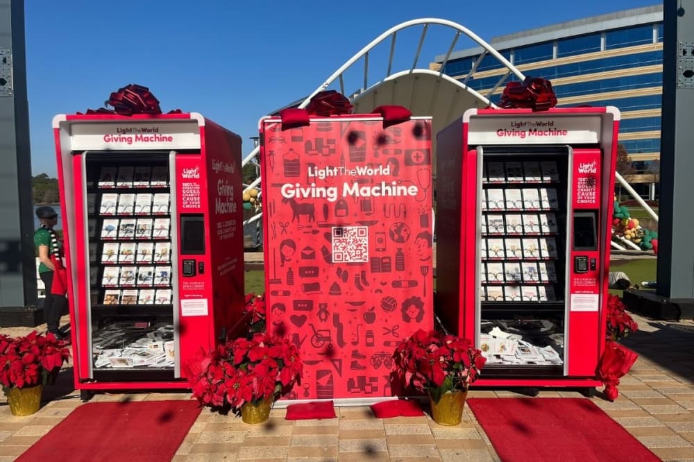 two red vending machines