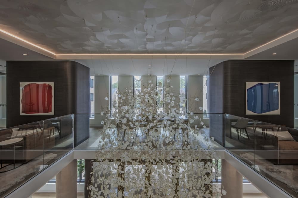 lobby with sculpture