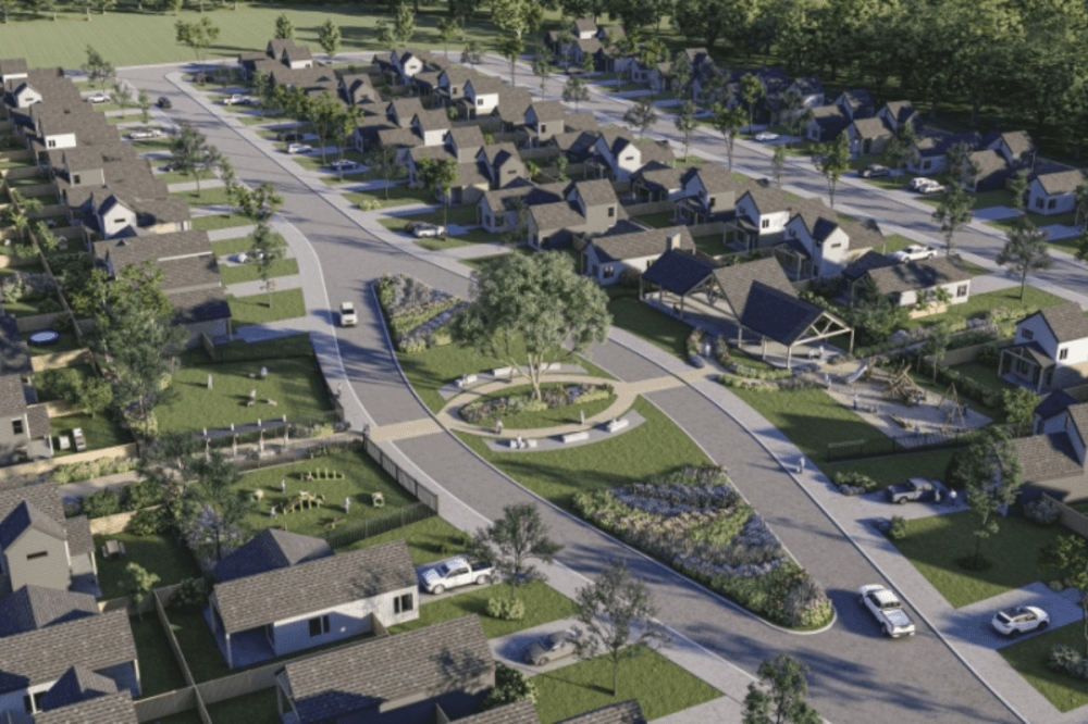 aerial view of a neighborhood