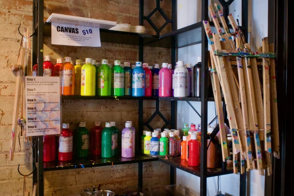 The gallery allows guests to purchase a canvas for $10 and use the paint supplies for free to create artwork. (Adam Doe/Community Impact)