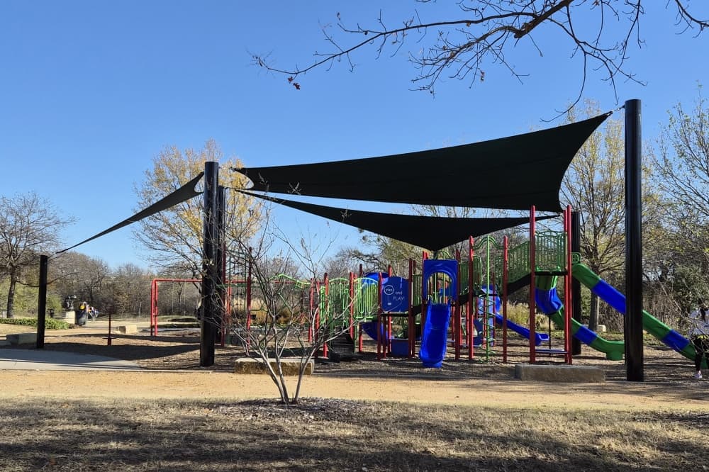 New shade structure installation now complete at Keller Pointe Park