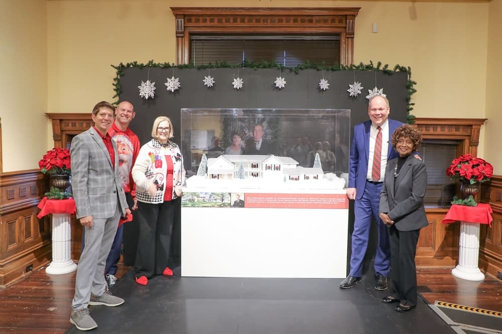 Lyndon B. Johnson's house replica with commissioners