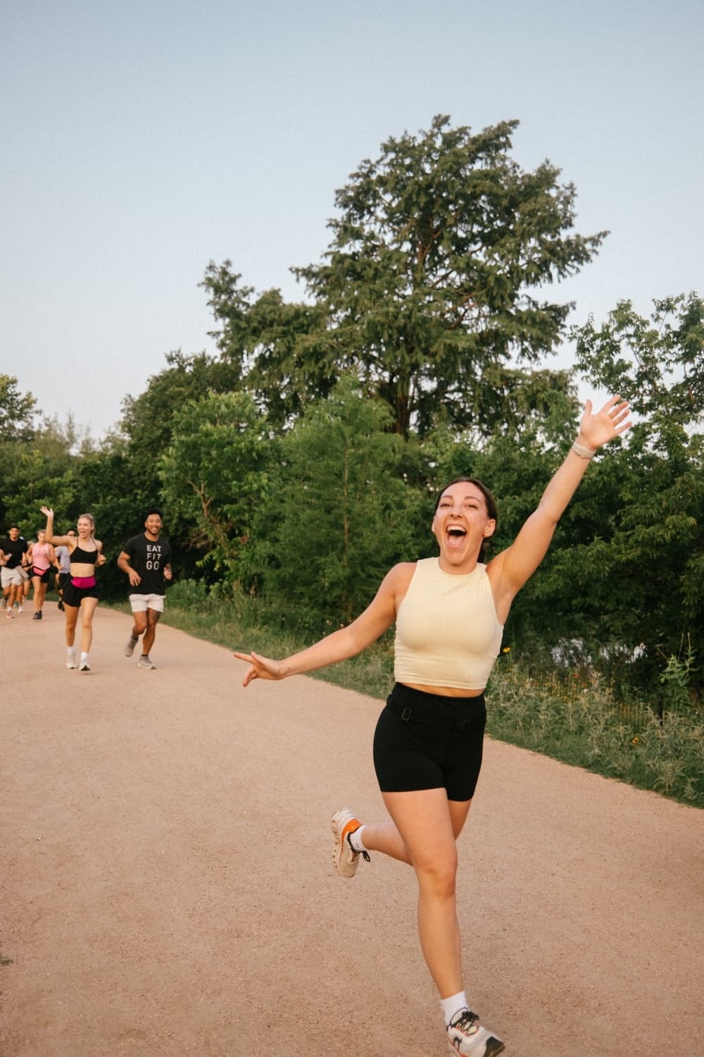 An image of the owner running. 