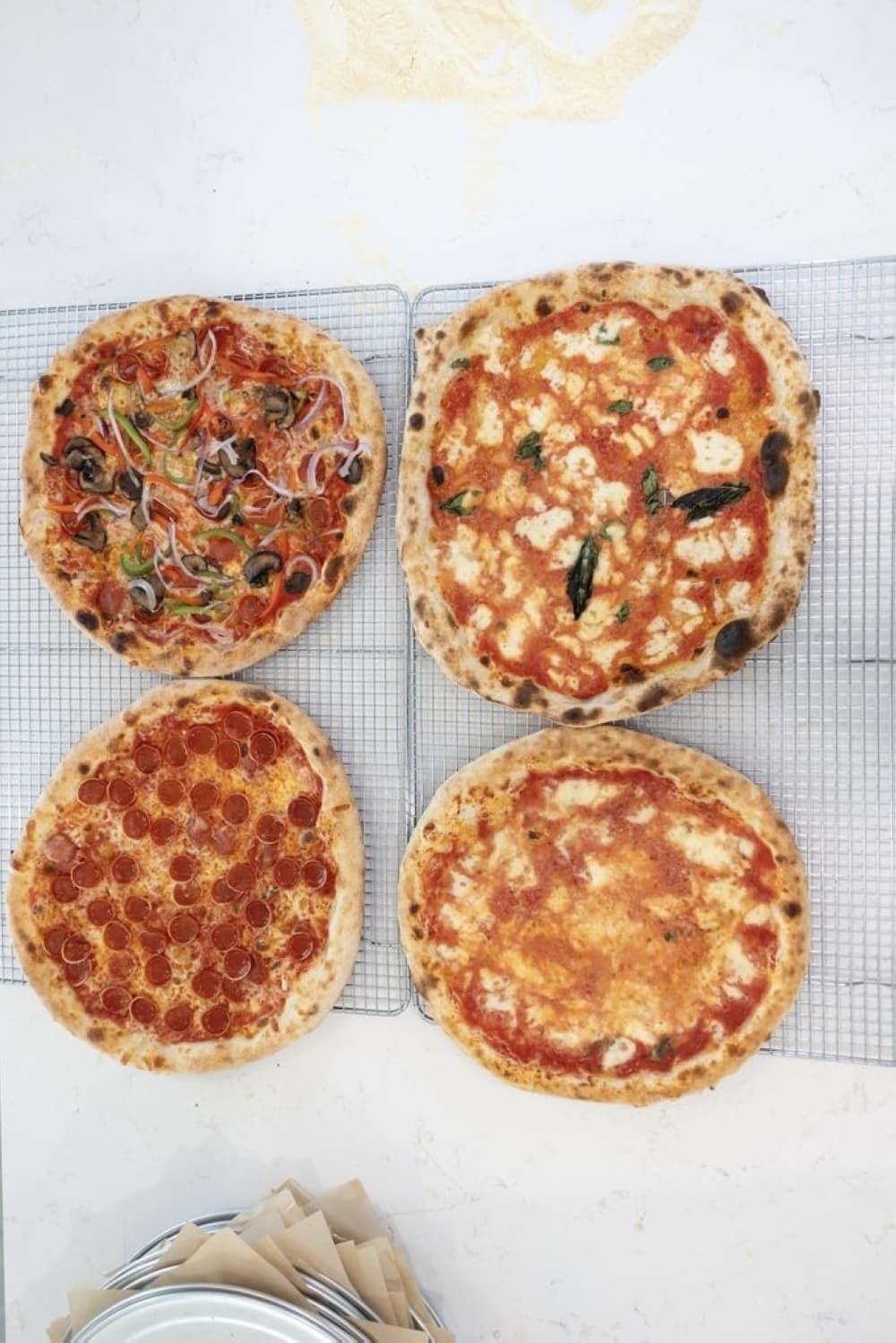 pizzas on a table