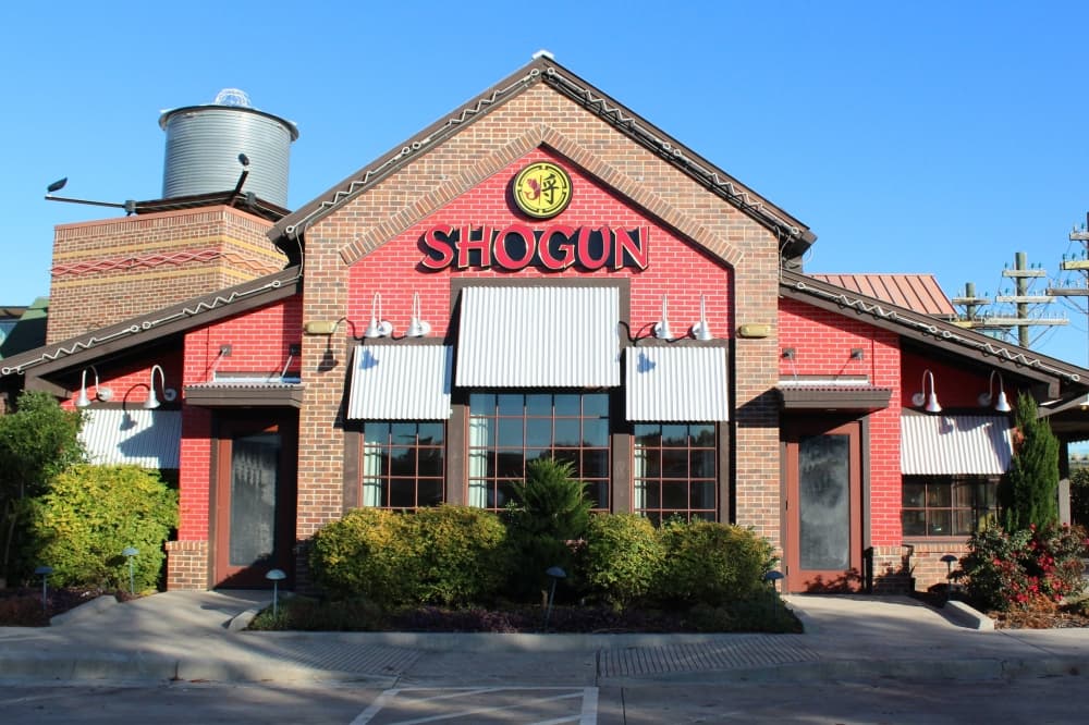Exterior of a building featuring Shogun signage. 