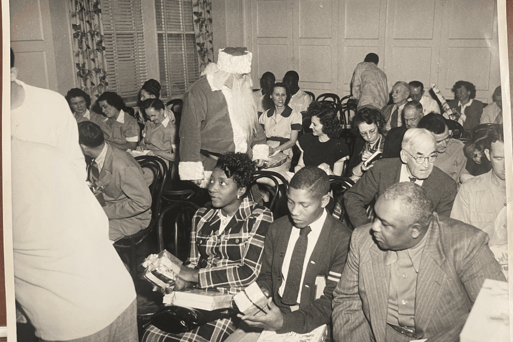 Old photo of YMCA member meeting