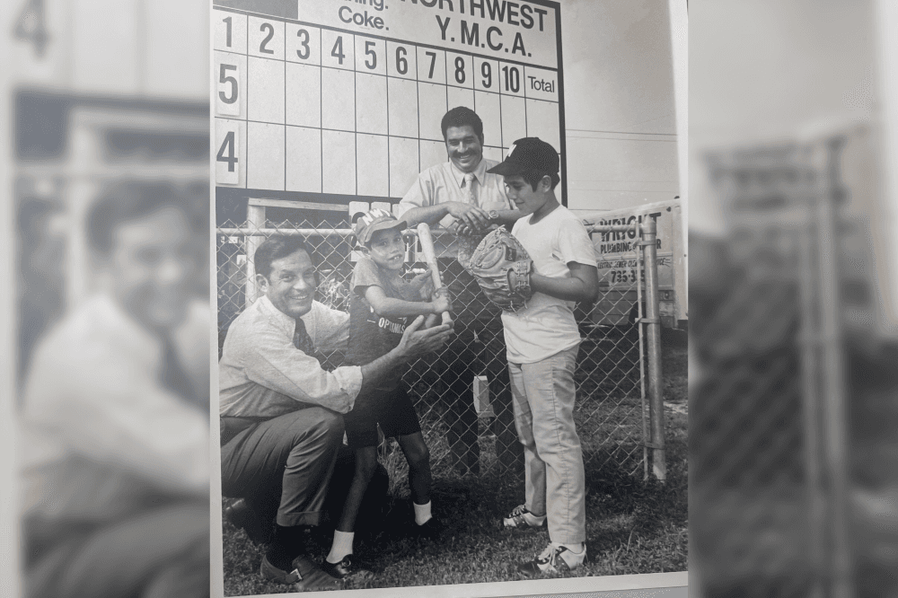 Old photo of boys playing baseball at the YMCA