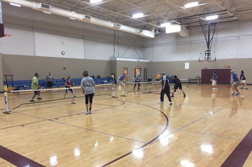 San Marcos residents play Pickleball at the San Marcos Activity Center Gym where open play sessions are held on weekdays in February. (Courtesy City of San Marcos)