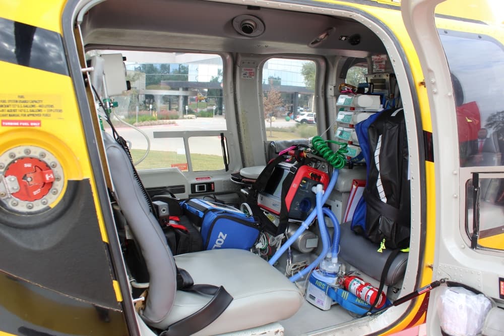 The inside of an ICU-level helicopter 