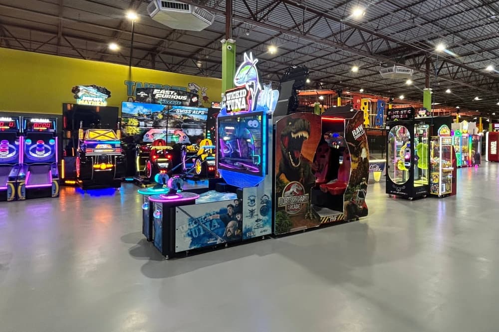 Arcade machines in an building. 