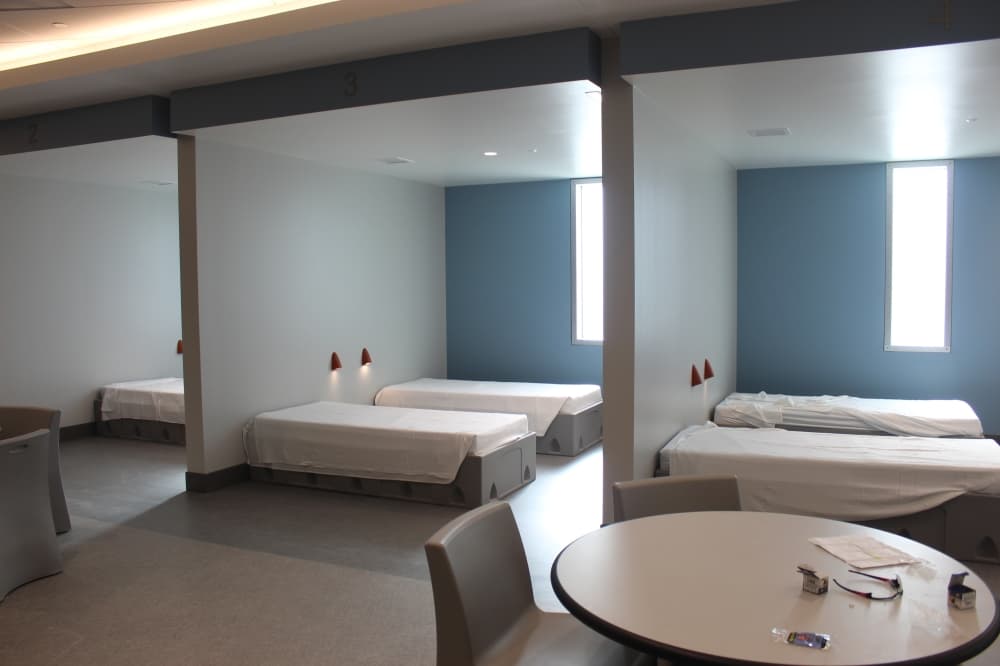 Image of beds within the LifePath Systems crisis services center at the new campus. 