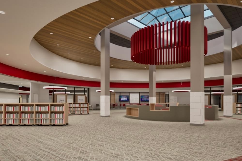 Rendering of Curtis Middle School library 