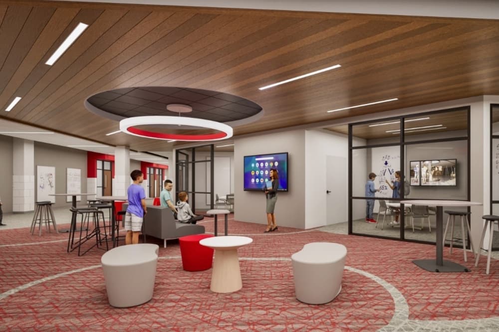Rendering of a new collaboration space being added to Curtis Middle School