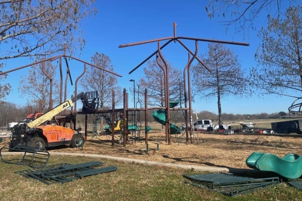 Playground being disassembled
