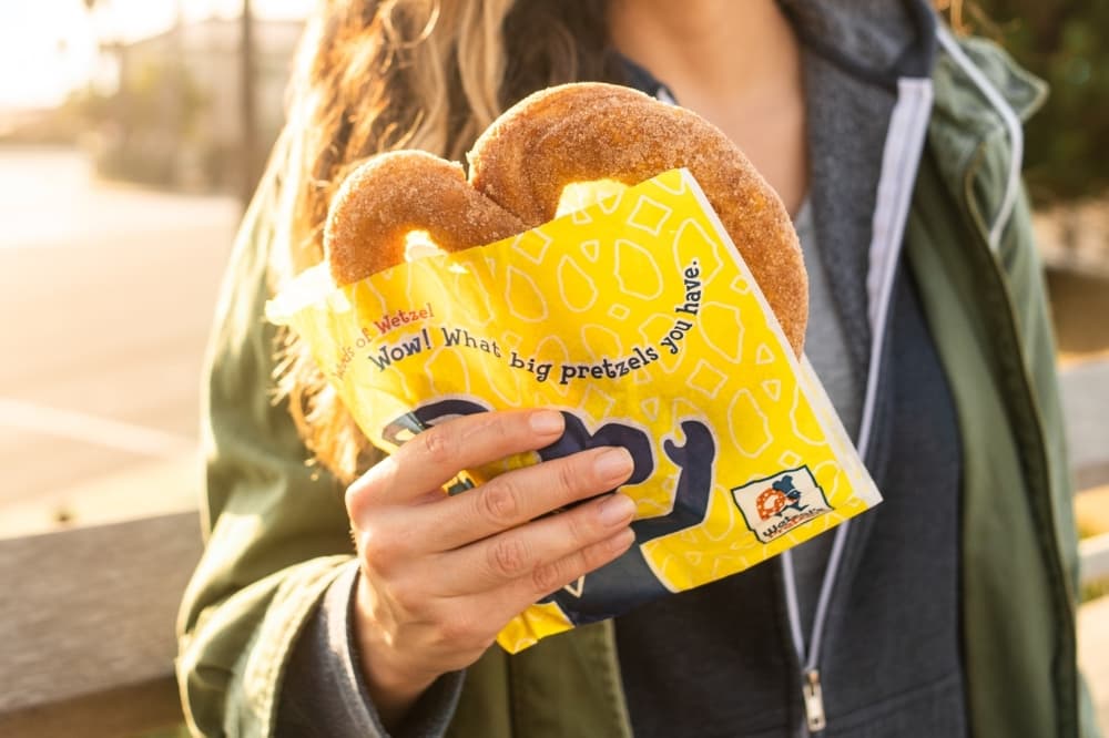 Wetzel’s Pretzels is known for their pretzel varieties like the Sinful Cinnamon, Almond Crunch and Jalapeno Cheese Melt flavors, as well as its pretzel bits and hot dogs. (Courtesy Wetzel's Pretzels)