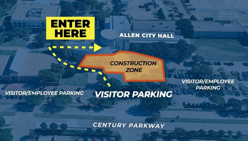 a map showing where the temporary entrance is located