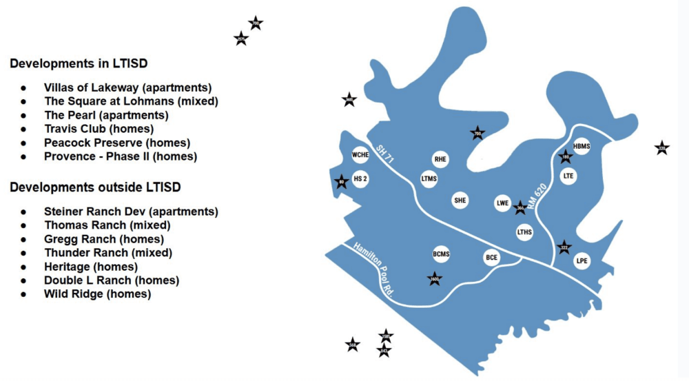 Map of LTISD zone with developments