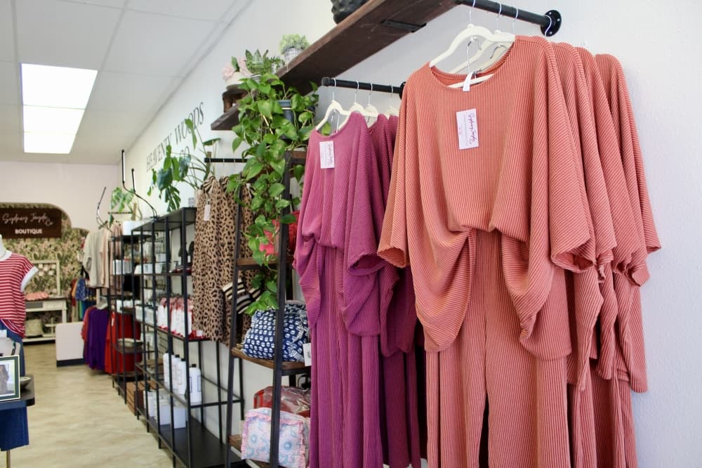  Sydney Jayde Co is known for its chip basics and matching sets. (Jovanna Aguilar/Community Impact)