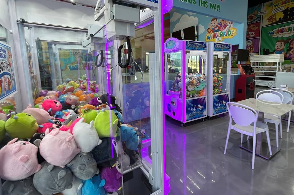 Claw machines in a business. 