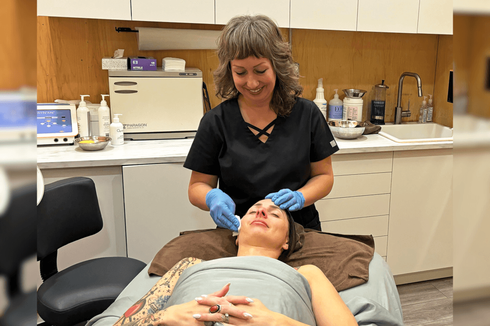 Esthetician doing facial