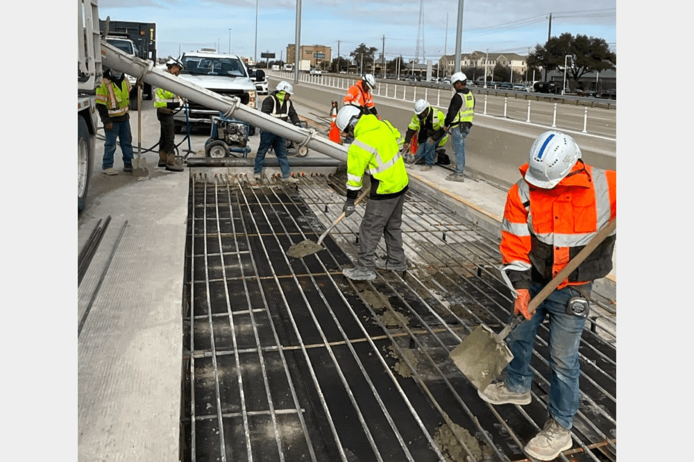 Construction employees working on site