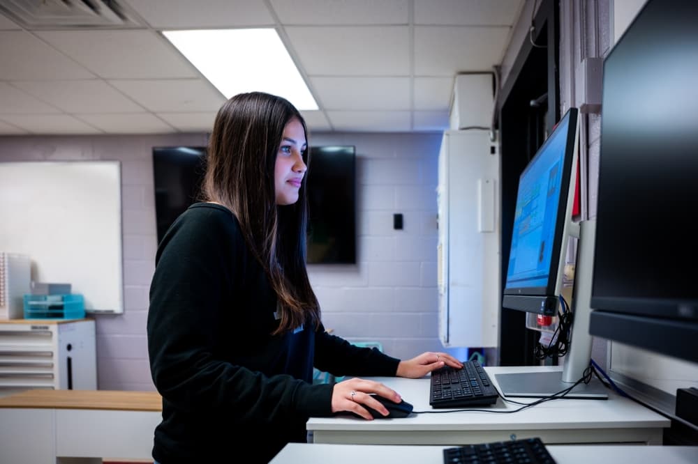 Bastrop ISD student typing on computer