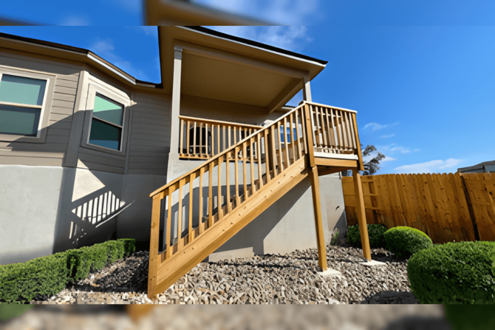 custom stairs leading up to house