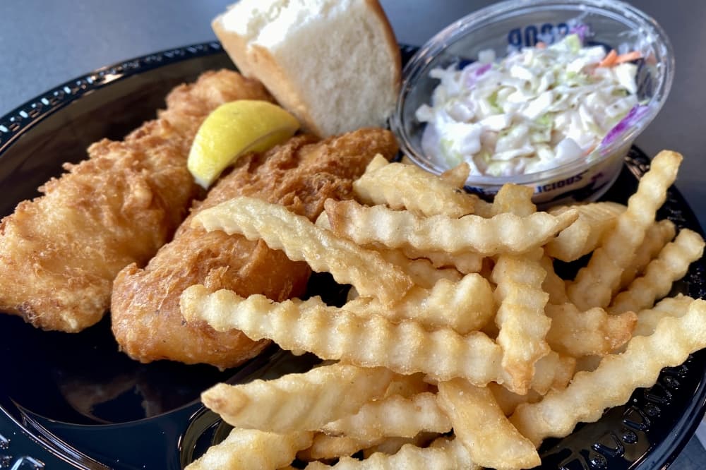 Culver’s serves a North Atlantic cod dinner ($12.89) with hand-cut and battered cod, two sides and a dinner roll. (Katlynn Fox/Community Impact)