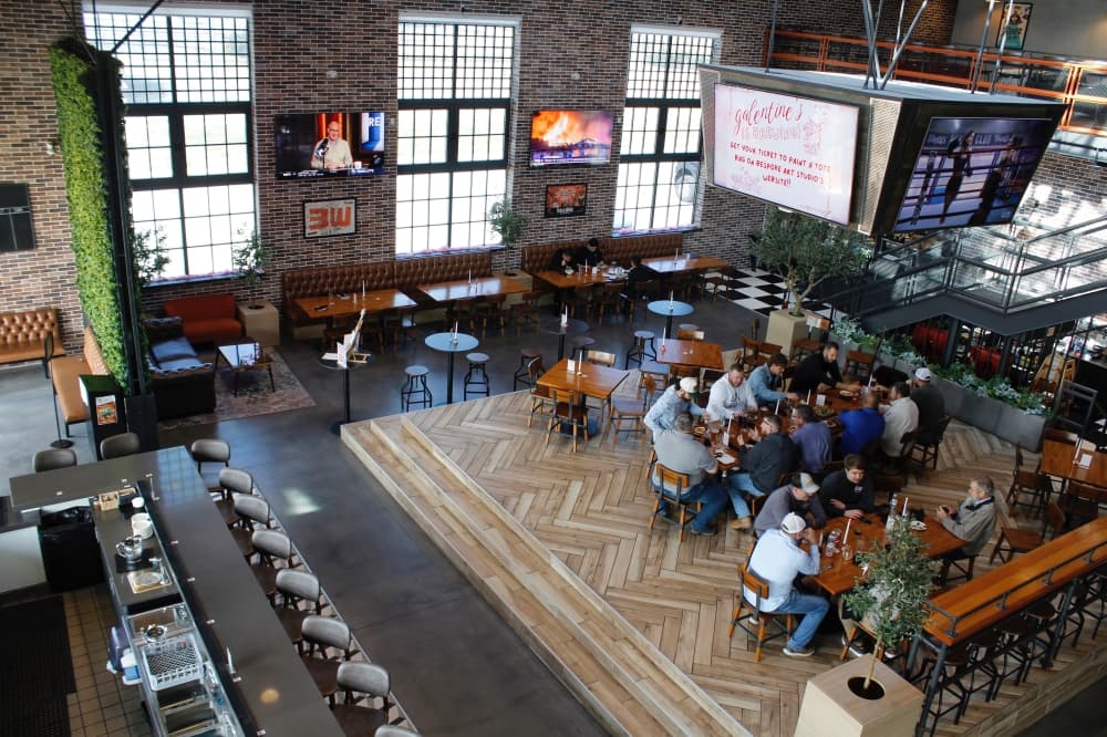 Three Wide Brewing has a two-story building with private rooms for events. (Heather McCullough/Community Impact)