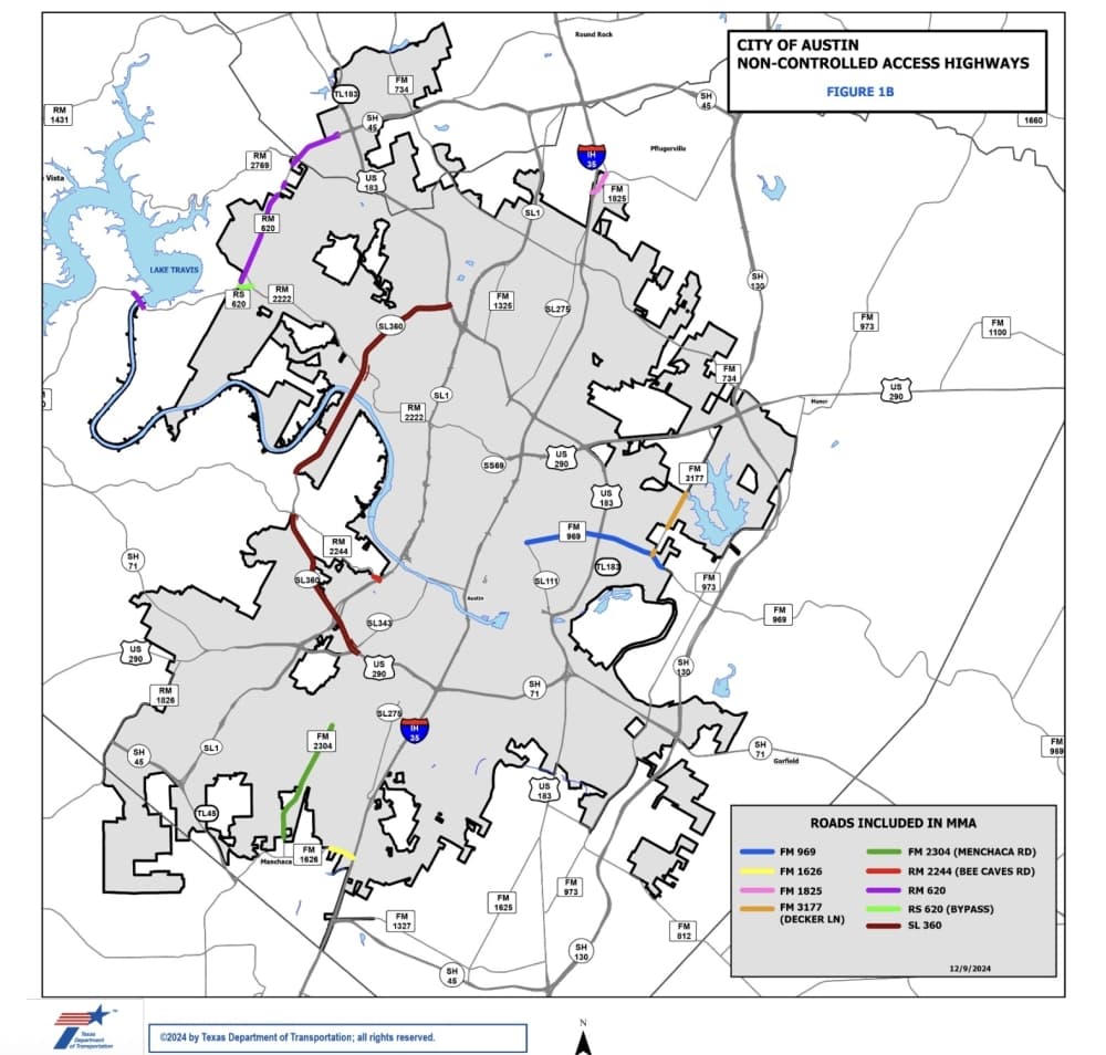 TxDOT roads in Austin