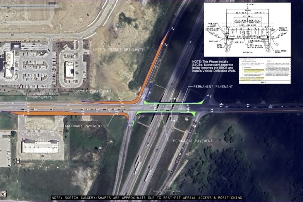 This map shows where the FM 407 improvements will take place along I-35W. (Courtesy Denton County)