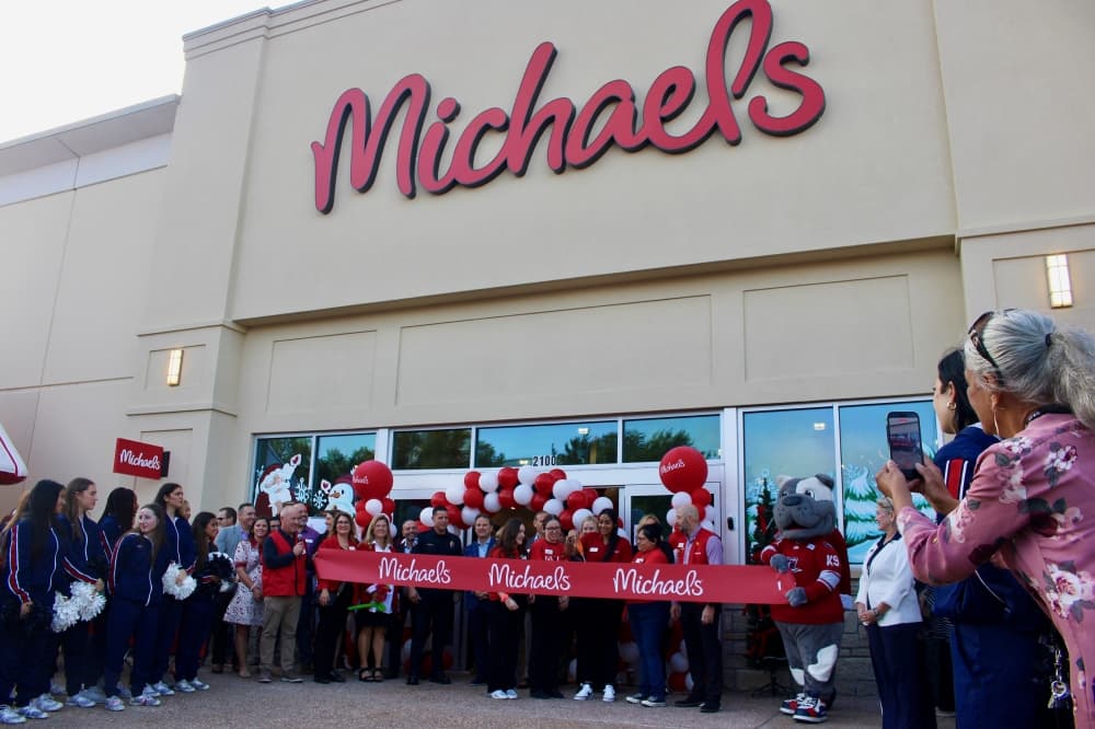 Michaels storefront ribbon cutting