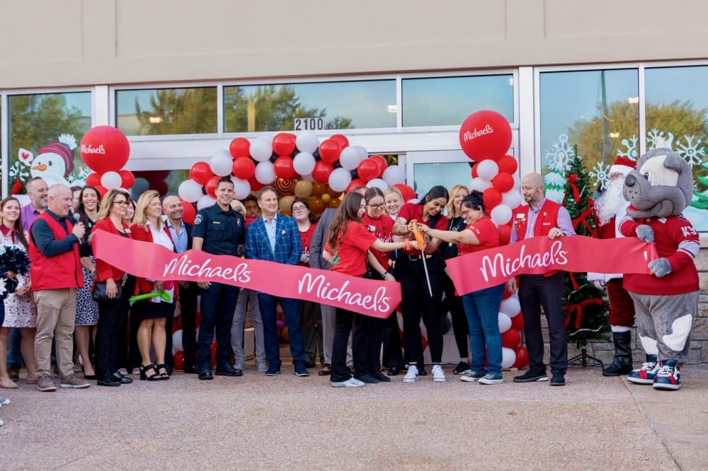 Michaels storefront ribbon cutting