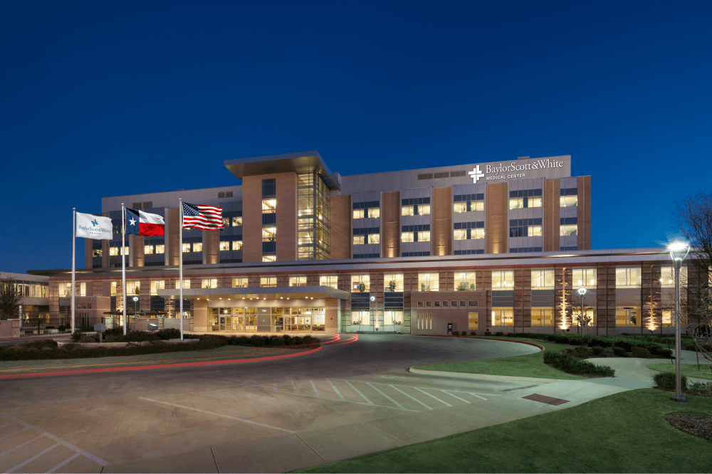 Baylor Scott & White Medical Center College Station exterior, offering expert cardiology, heart care, prevention, and advanced cardiovascular treatments in Bryan-College Station